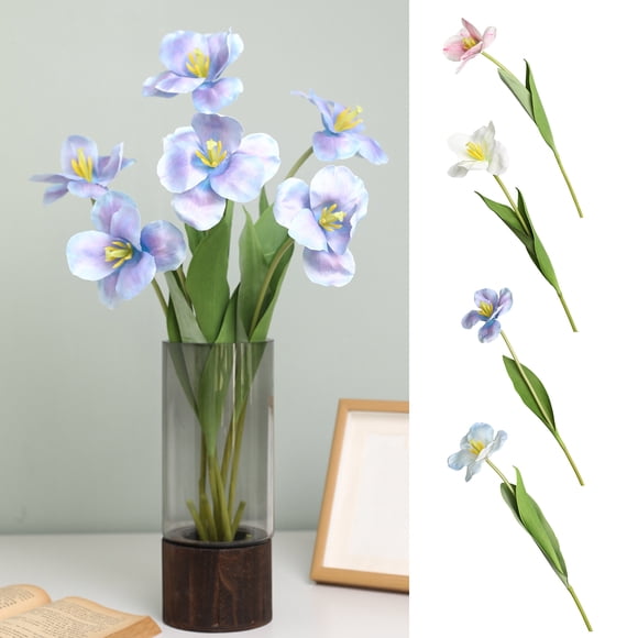 Artificial Flower Realistic Simulation Tulip Flower Faux Silk Flower Photography Props for Home Wedding Decoration