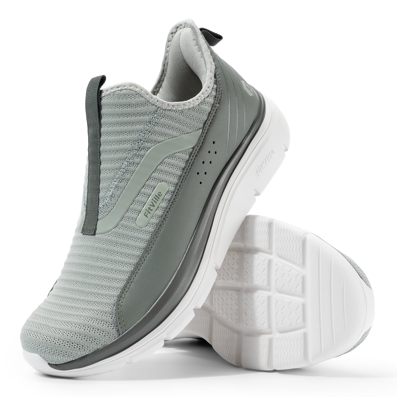 FitVille Wide Mens Slip on Walking Shoes with Arch Support Sneakers for Men