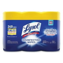 LYSOL Brand Disinfecting Wipes, 1-Ply, 7 x 7.25, Lemon and Lime Blossom, White, 80 Wipes/Canister, 3 Canisters/Pack, Each