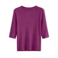 thumbnail image 6 of Stamzod Womens Tops Dressy Casual Elbow Length Knit Ribbed Blouses Plus Size Crew Neck T-Shirts Loose Fit Tunic Top Hot Pink XXXL, 6 of 8