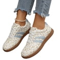 thumbnail image 3 of Women's Ditsy Floral Shoes, Side Stripe and Laces Design, Women's Casual Sports Walking Shoes, Sneaker, Comfortable and Stylish Footwear Dressy Trainers, 37, 3 of 5