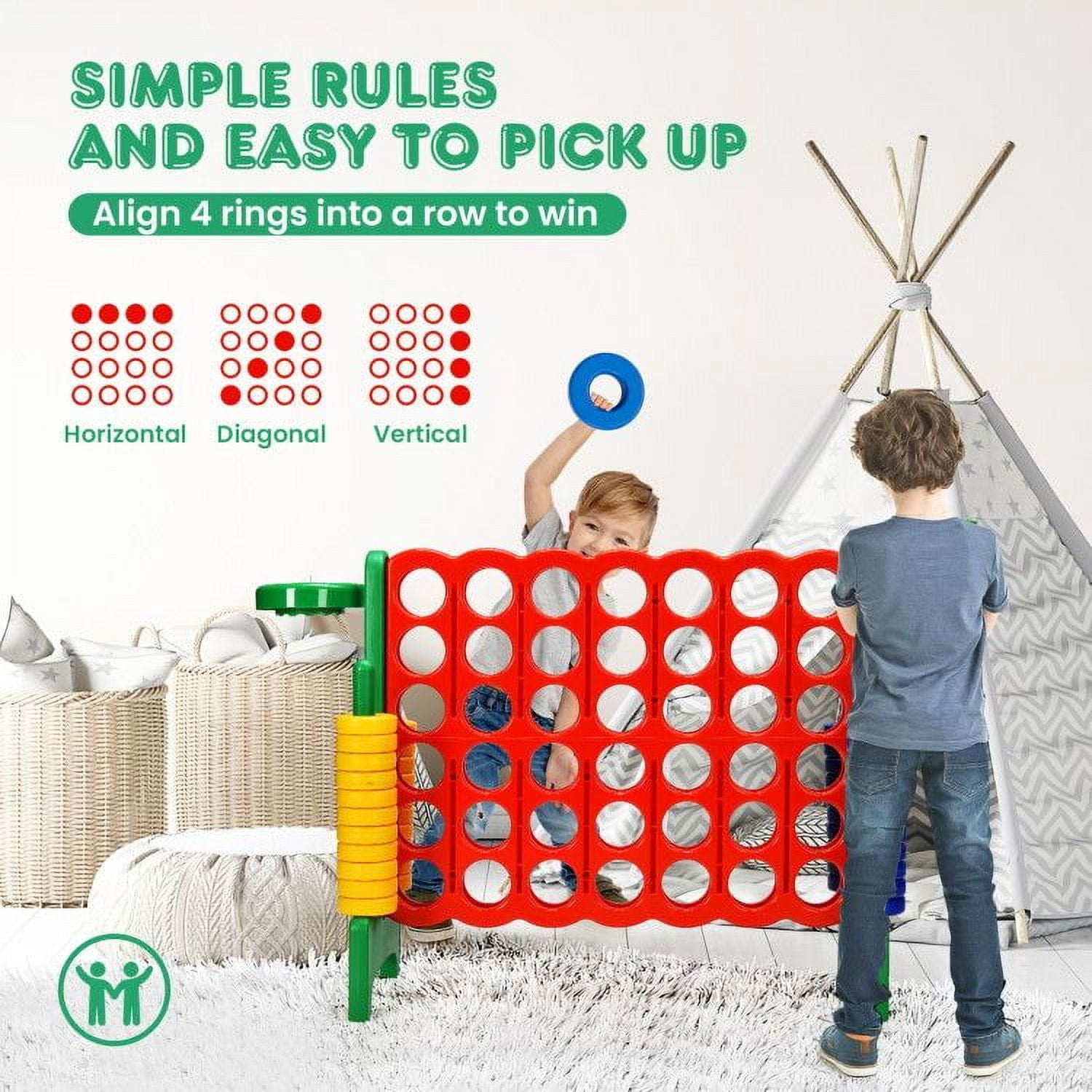 Chateauy 2.5 Feet 4-to-Score Giant Game Set – Large-Sized Tossing & Ring Toss Outdoor Activity for Family, Lawn, Backyard, Party, BBQ, and Beach