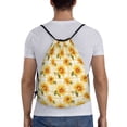 thumbnail image 2 of Drawstring Backpack - Light Yellow Plaid Sunflower Splash Proof Small Drawstring Gym Bag for Women Men, Cinch Sports String Bag Backpack for Travel Swimming Beach, 2 of 8