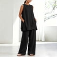 thumbnail image 6 of Naotn Pajama Sets for Women Summer 2 Piece Pjs Set Crewneck Rufle Hem Tunic Tank Top & Pant Comfy Solid Color Lounge Outfits, 6 of 6
