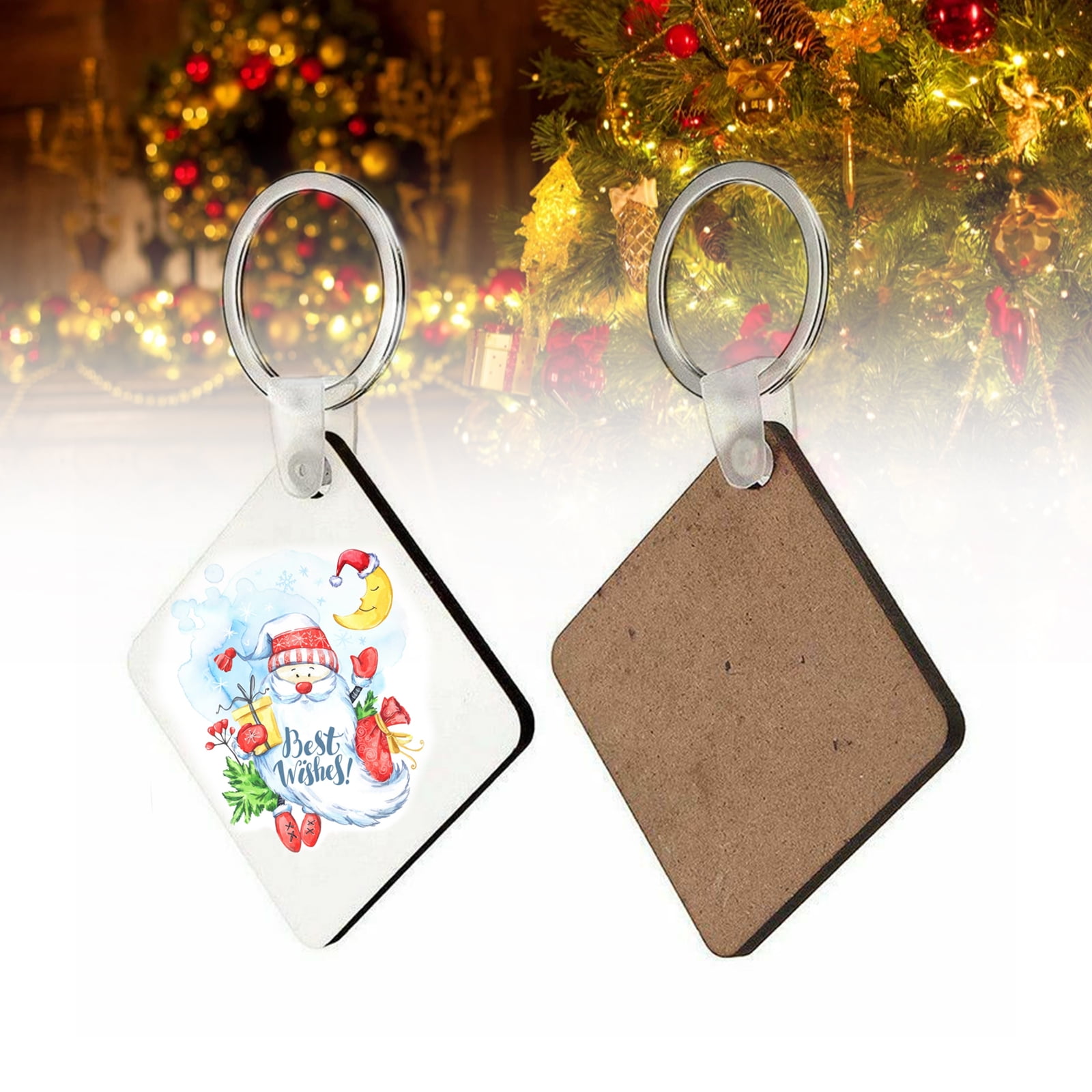 25 x Sublimation Wooden Hard Board Printing Blank Key Chain Christmas Ornaments 