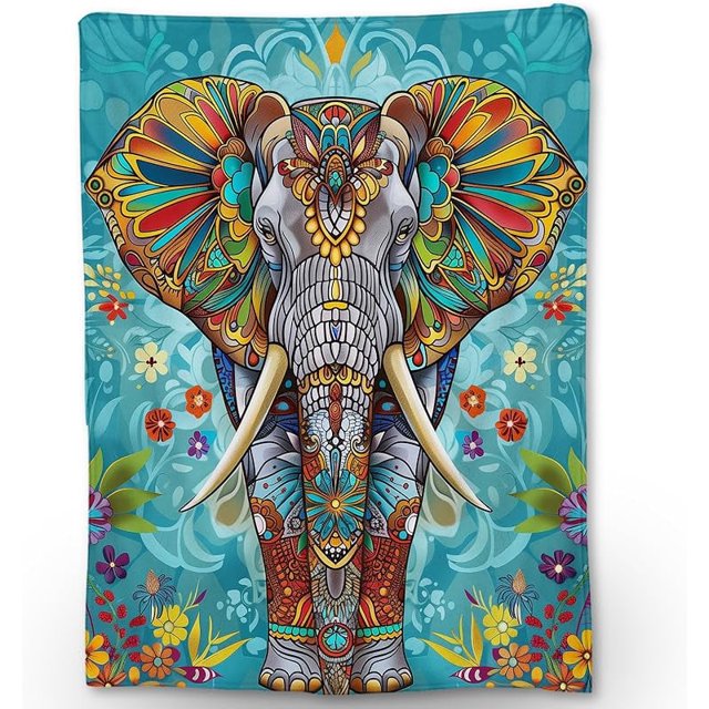 Hermosa manta de elefante: franela suave y liviana, manta mullida y difusa, perfecta para sofá, cama, viajes, exteriores, decoración acogedora para el hogar, para adultos, niños, mujeres y niñas, 60