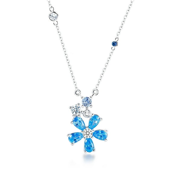 Aqua Blue Necklace - 16 4 inch