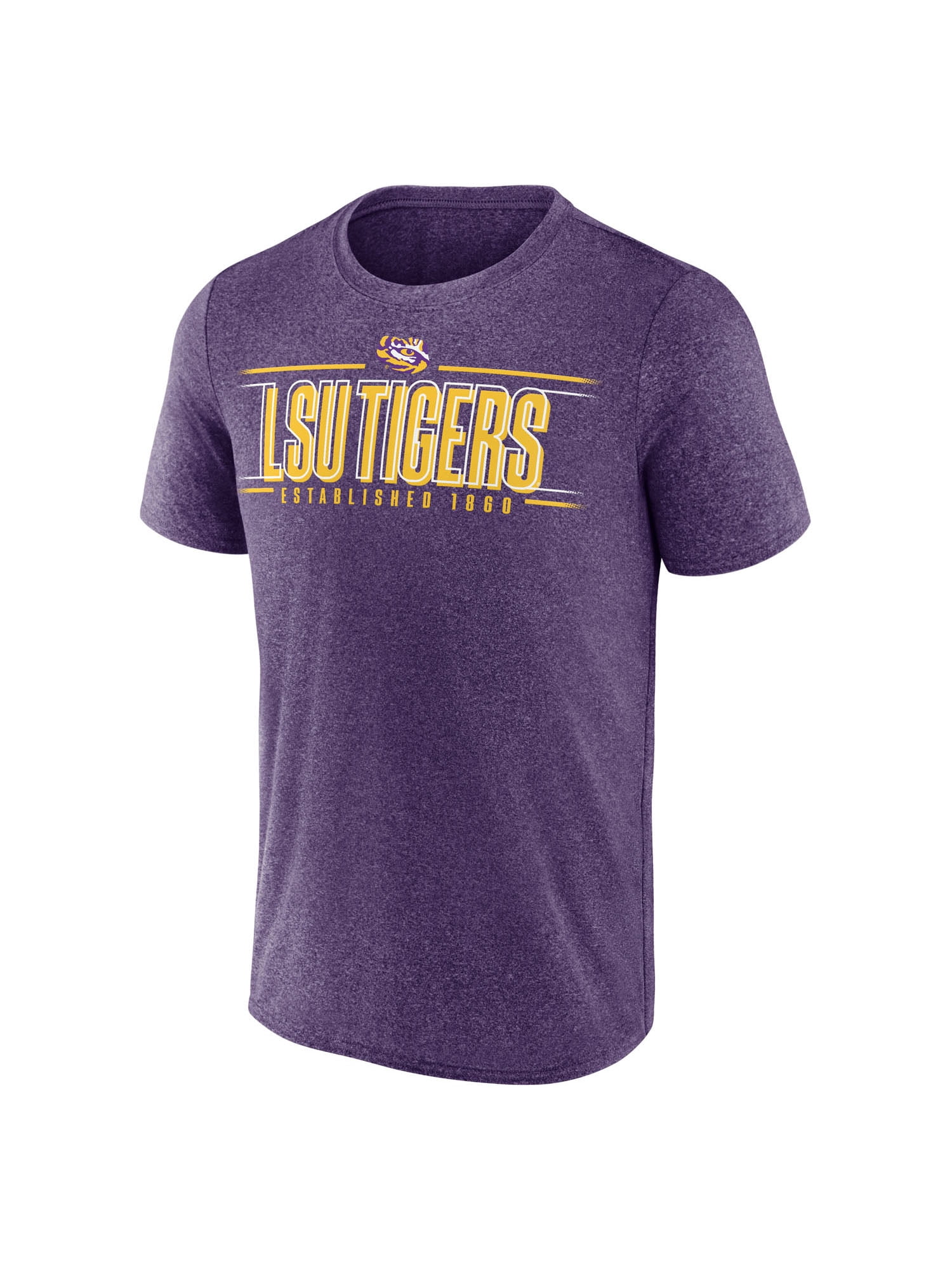 NCAA Louisiana State Tigers Men's Heather Purple Synthetic Short Sleeve T Shirt