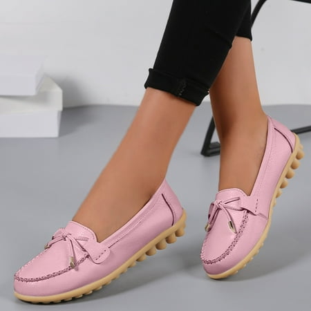 

GUOBIOZIY Women s Wide Loafers Shoes Cute Dressy Shoes Ladies Comfort Slip ons Work Shoes（Pink 6）