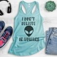 thumbnail image 2 of I Don't Believe In Humans Tank Top, Ladies Racerback Tank Top, Funny Alien Tank, UFO Tank, Cancun, Small, 2 of 3