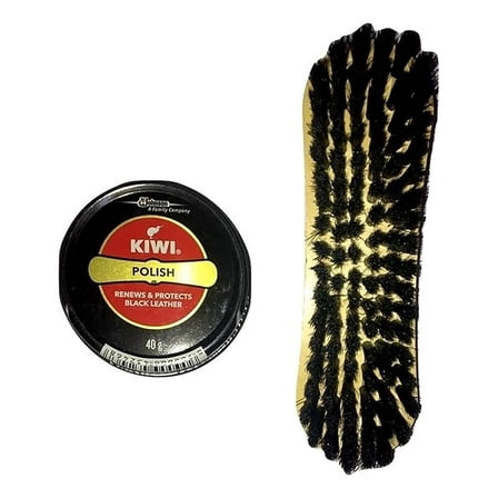 By King Of Wonder Kiwi Shoe Polish Paste (1, Black) with Kiwi Leather Shine Brush