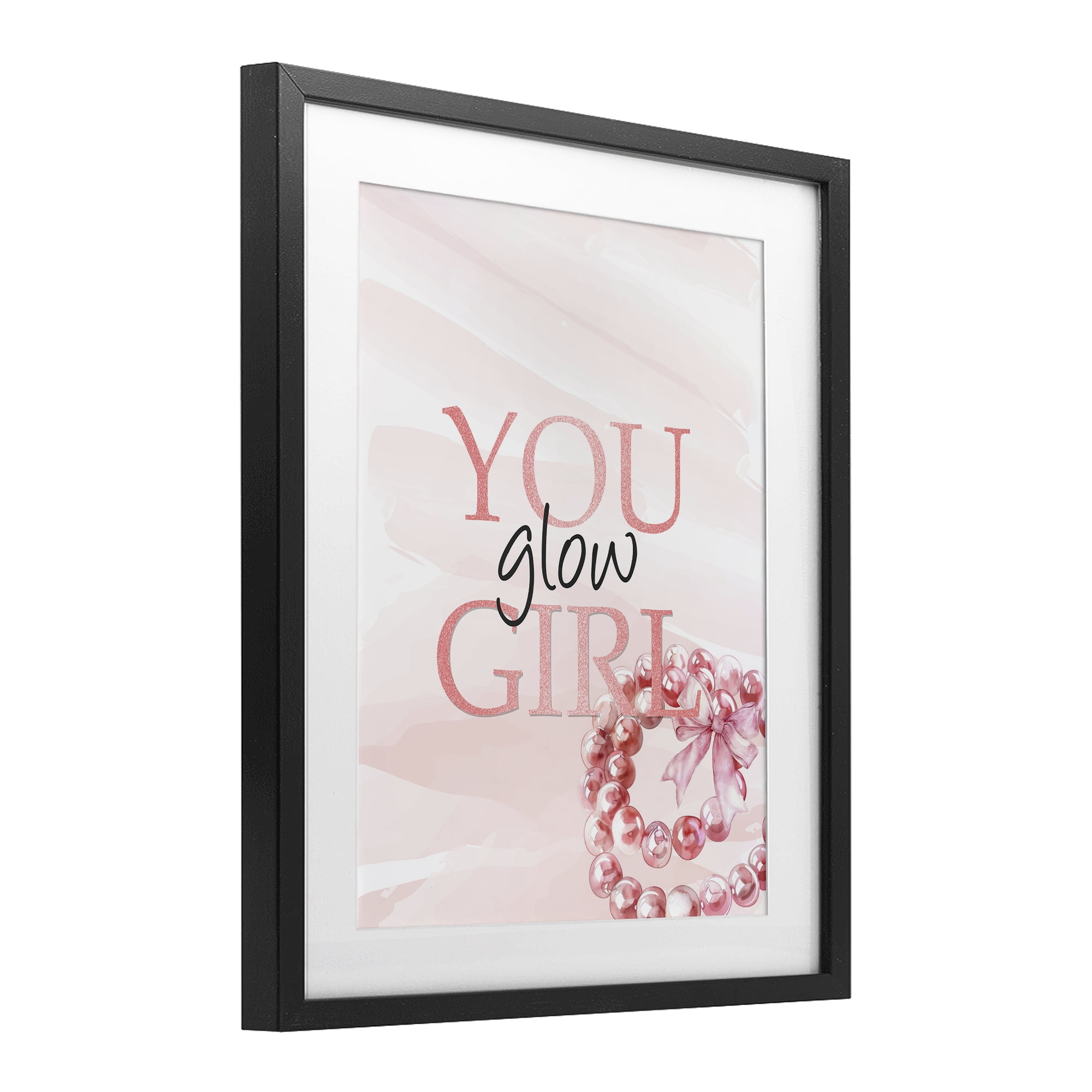 You Glow Girl Feminine Black Framed Print Under Glass, design by Kim Allen