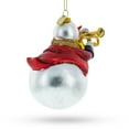 thumbnail image 3 of Festive Snowman Playing Trumpet Glass Christmas Ornament, 3 of 4