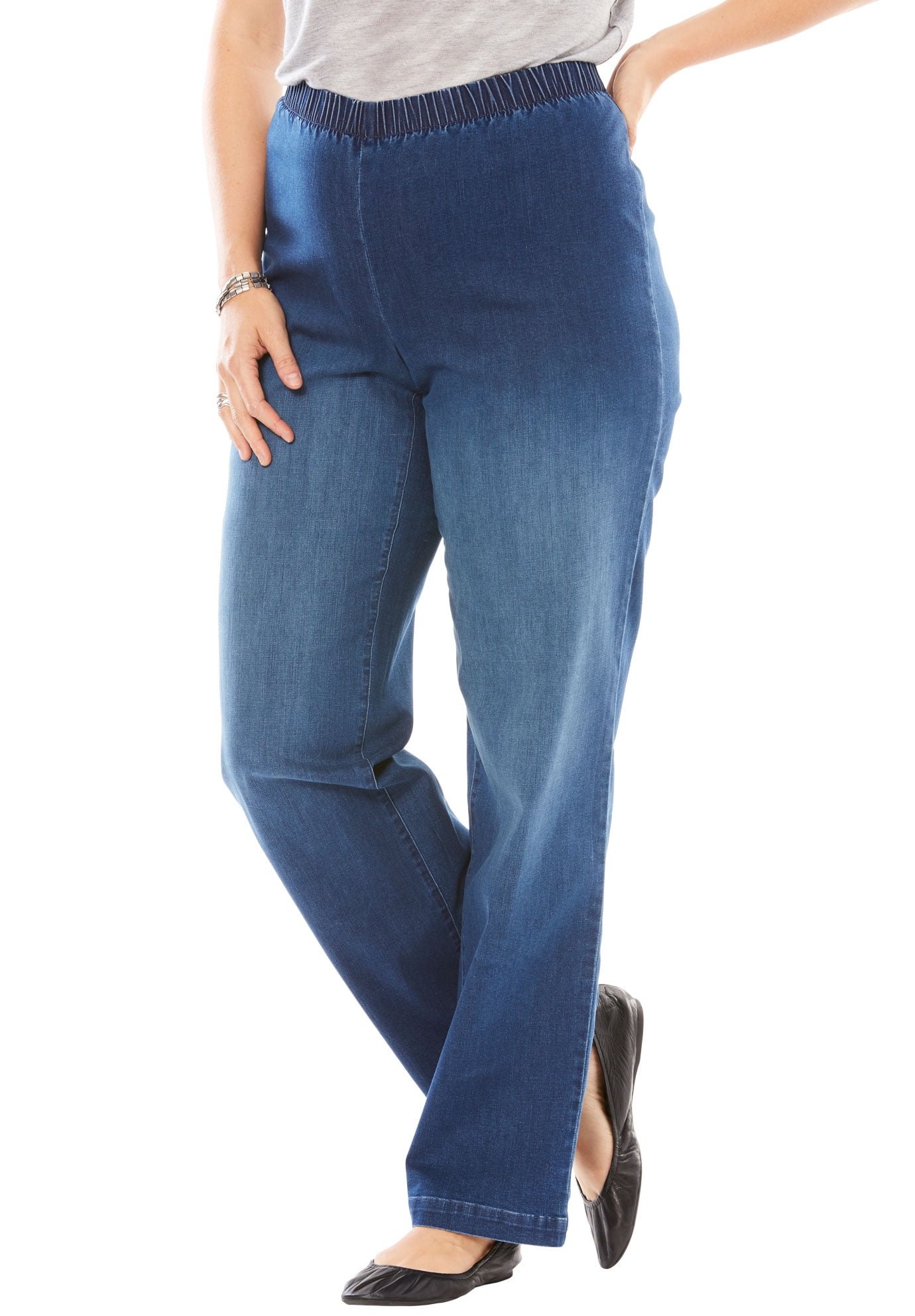 Woman Within - Woman Within Plus Size Wide Leg Fineline Jean Jeans ...