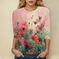 thumbnail image 2 of Towmus Womens Tops Elbow-Length Graphic Crew Neck Women's Casual 3/4 Sleeve T-Shirts Cute Tunic Tops Basic Tees Blouses Loose Fit Pullover Shirt, 2 of 4