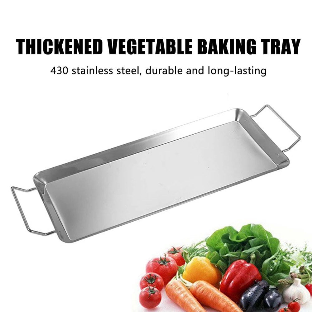 Yvsxxv Stainless Steel Griddle Plate Rectangle Griddle Plancha with Handles for Most BBQ Gas Grills and Charcoal Grills