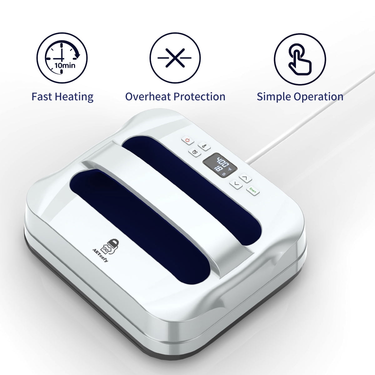 ARTeefy HP3 12" x 10" Portable Heat Press Machine for T-Shirts, Sublimation and HTV Vinyl, Silver Navy