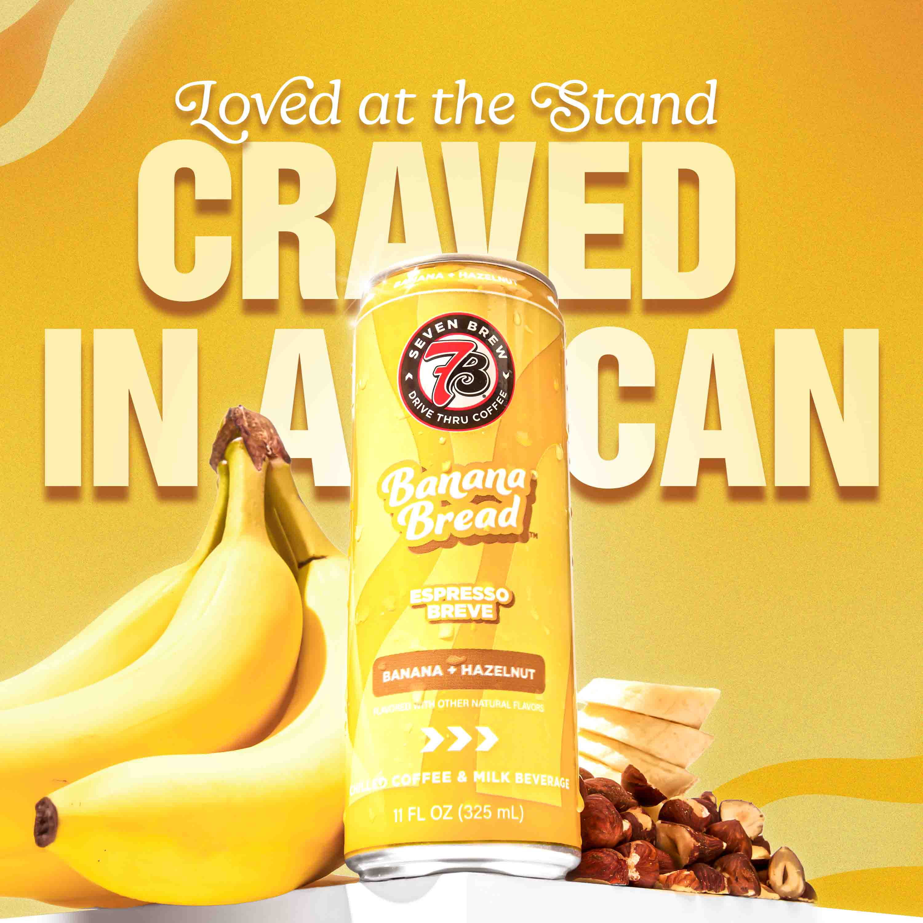 (12 pack) 7 Brew Banana Bread Chilled Espresso Breve Ready to Drink Coffee, 11 fl oz Can