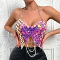 thumbnail image 3 of Mittory Women Sequin Skirt See Through Crop Top Halter Body Chain Strappy Bra Tanks Hollow Out Swimsuit Wrap Bikini, 3 of 8
