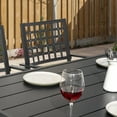 thumbnail image 6 of Nuu Garden 7 Piece Outdoor Dining Set, 61” Rectangular Metal Dining Table with Umbrella Hole, Stackable Dining Chairs, Black, 6 of 10
