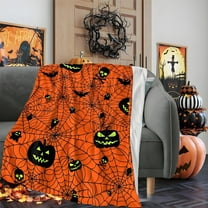 ASKETAM Halloween Throw Blanket - Soft Plush Spider Webs, Bat, Pumpkin - 50"x60"