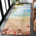 thumbnail image 4 of SAFAVIEH Barbados Sea Shells Outdoor Runner Rug, Gold/Blue, 2'8" x 10'5", 4 of 8