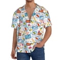 thumbnail image 7 of Lsque Summer Stamp print Men's Cuban Collar Short Sleeve Shirt Summer Beachwear Casual Button Down Fashionable Vacation Leisure Shirt-3X-Large, 7 of 7