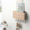 thumbnail image 4 of Wooden keybox and mail rack with no hole hook type keyframe, Wooden wall mail rack with 5 plastic hooks, 4 of 5