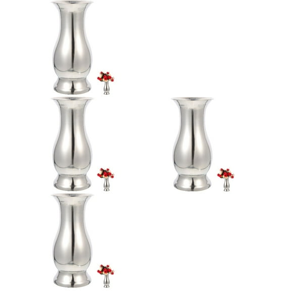 4 PCS Dried Flower Vase Circle Floor Vases Decoration Silver