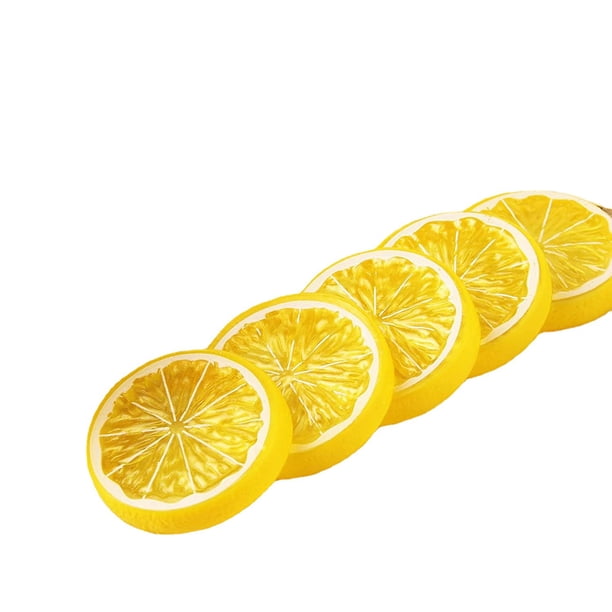 Nvzi Paquete de frutas artificiales, juego de frutas de plástico para decoración, ideal para fiestas en casa, rellenos de jarrones y accesorios de fotografía (limón amarillo, 10 unidades)