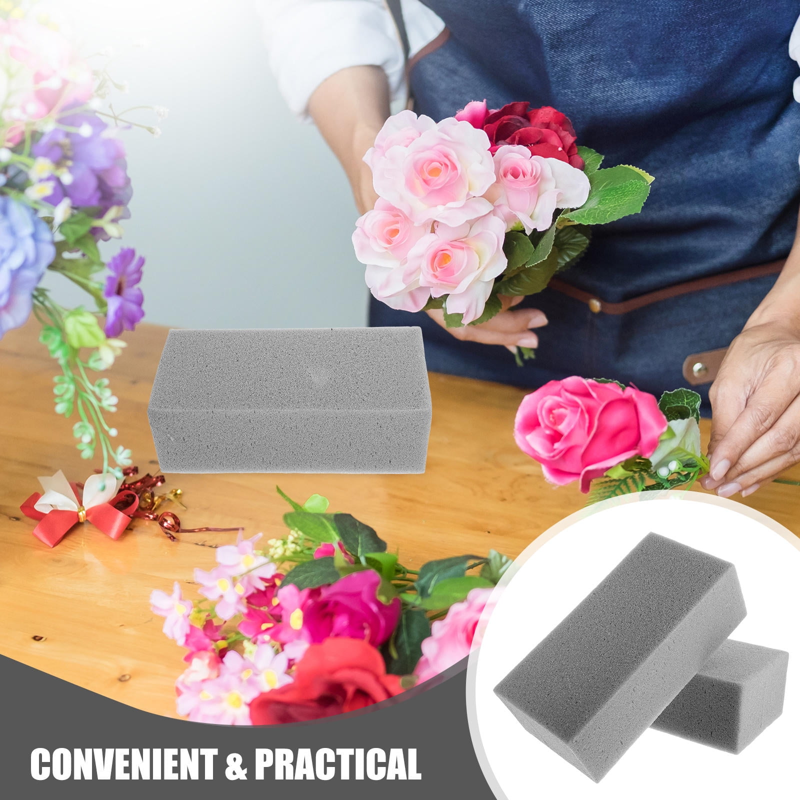 Luxshiny 5-Pack Grey Foam Inserts for Floral Arrangements, Craft Supplies, and Art Projects Foam Blocks