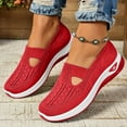thumbnail image 3 of Dakaela Orthopedic Walking Shoes for Women Red Arch Support Slip on Sneakers Woven Casual Sports Shoes, 3 of 5