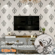 QUEENTRADE 3D Nonwoven Self-Adhesive Wallpaper Bedroom Wallpaper Self-Adhesive 3M Light Gray