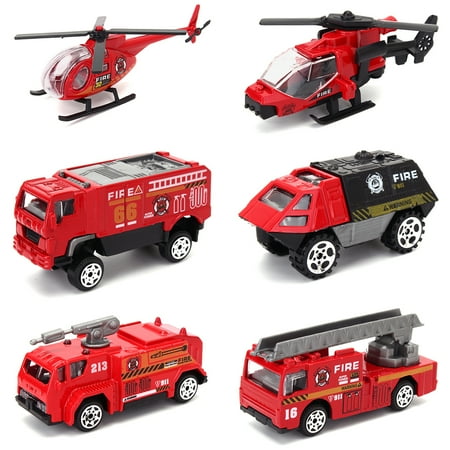 - 6 Pcs Car Model Toys Diecast Vehicles Toys Truck Tank Mini Helicopter Toddlers Boys Girls Kids Children Gift