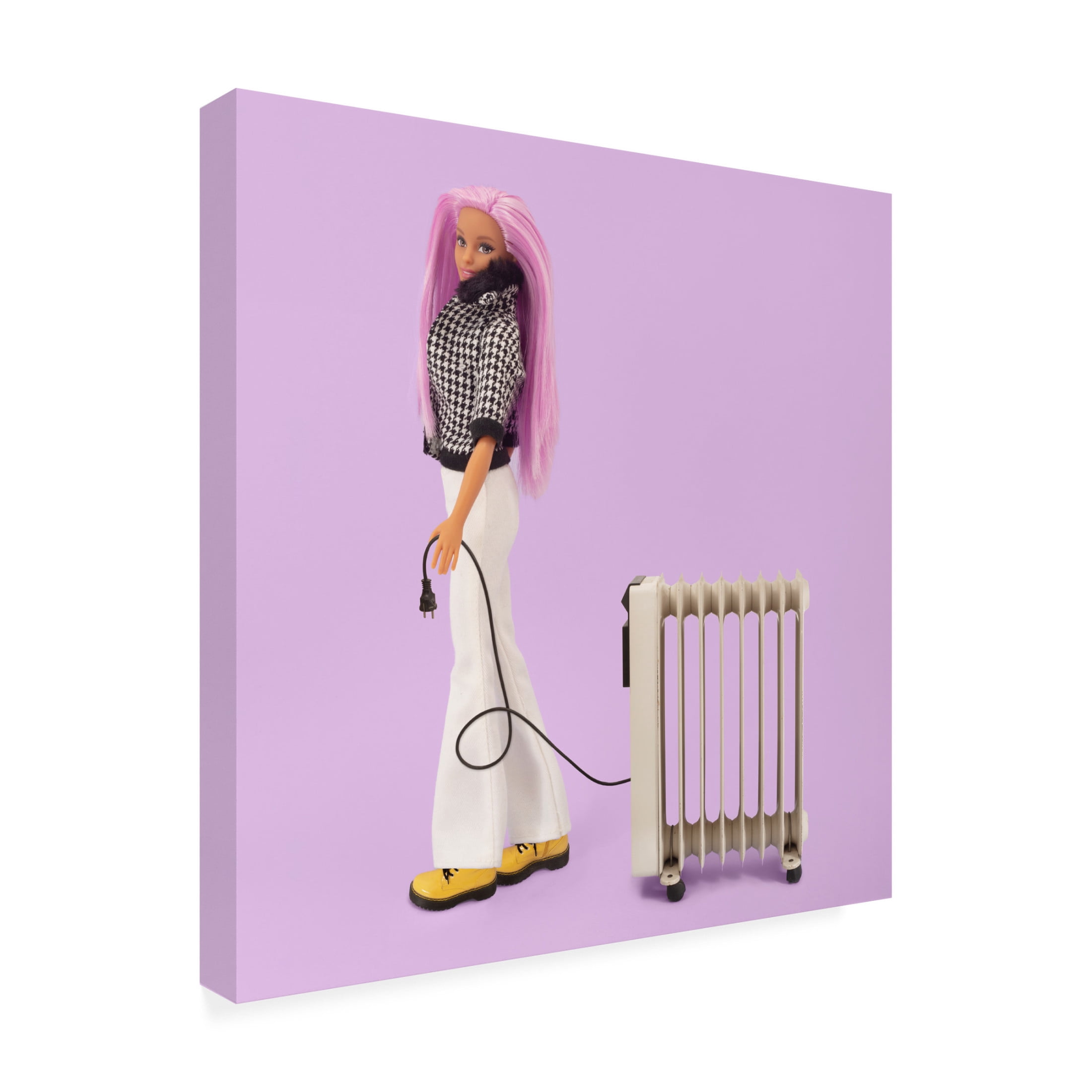 Canvas Wall Art - Julia Ramiro 'Winter Hot Dog.1' Wall Art for Living Room, Bedroom, or Office Décor by Trademark Fine Art - 14 x 14 Inches