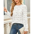 thumbnail image 5 of Cogild Women's Crochet Lace Blouses for Womens with Floral Pattern Crew Neck Blouses Fall Shirts Long Sleeve Shirts for Womens, 5 of 8