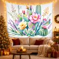 thumbnail image 3 of Lush Desert Cactus Garden on White Background Serene Watercolor for Plant Lovers Botanical Wall Art Decor Housewarming Gift Tapestry Wall Hanging for Bedroom and Living Room, 3 of 7