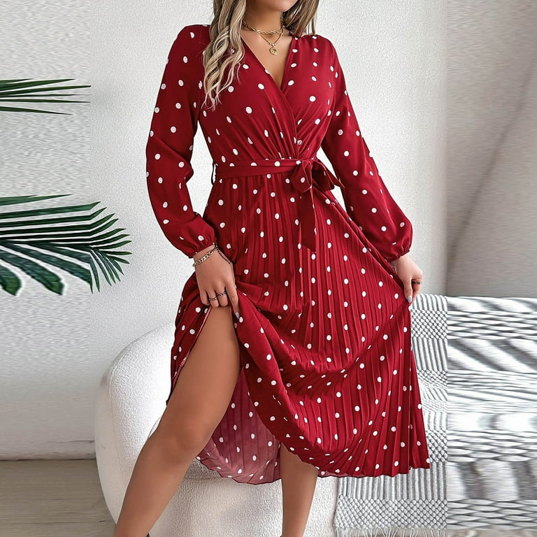 red polka dot dress wrap Midi Dress Red Polka Dot Dress Wrap Polka Dot Chiffon Wrap Midi Dress Apricot Clothing