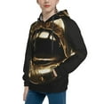 thumbnail image 2 of Kdxio Golden Lips Modern Sculpture Pattern Boys Athletic Unisex Boys Girls Hoodie with Pocket Sweatshirts-X-Large, 2 of 6