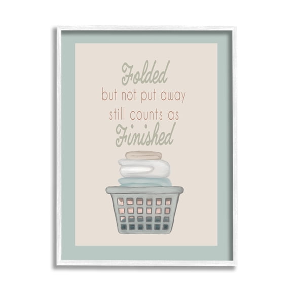 Stupell Industries Funny Folded Laundry Phrase Typography Painting White Framed Art Print Wall Art, 24 x 30