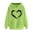 thumbnail image 4 of Crunowin Women Hooded Sweatshirts, Loose Fit Long Sleeve Heart Printed Fashion Pullover Tops Green M, 4 of 4