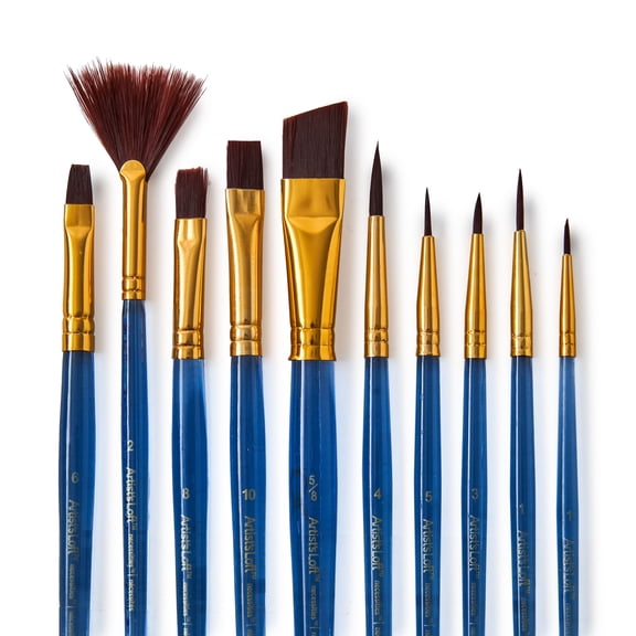 Artist's Loft Brown Synthetic Acrylic 10 Piece Brush Combo Necessities