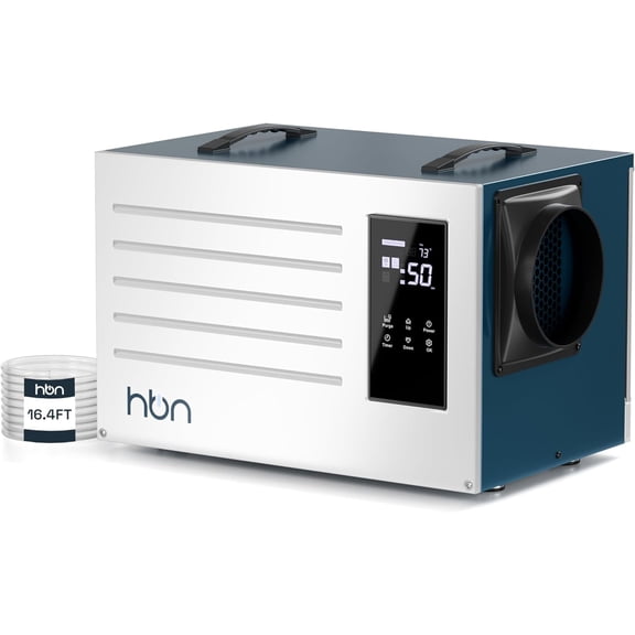 HBN 125 Pints Commercial Dehumidifier with Pump and Drain Hose, Industrial Dehumidifier for Basement and Crawl Space up to 6500 Sq. Ft, Large Capacity, Built-in 24-Hour Timer