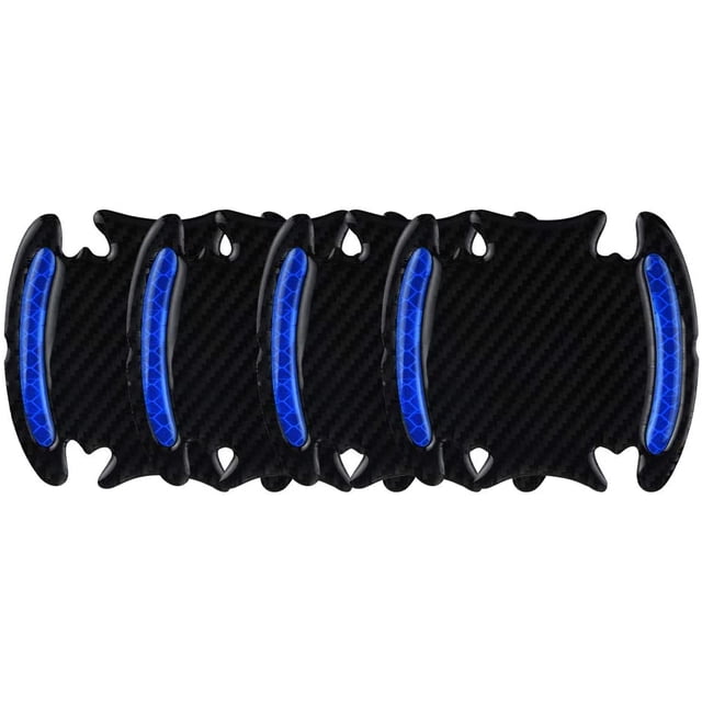 Car Door Cup Handle Paint Scratch Protector Sticker 3D Carbon Fiber Universal Auto Door Handle Scratch Protection Cover Guard Film Car Door Handle Safety Reflective Strips (Blue, 4 Pcs)
