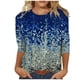 thumbnail image 2 of ICHUANYI ClearanceWomen's Print Long Sleeve Tops Loose Blouse Casual Tee Tunic(Blue, L) ICHUANYI WER20232080502041, 2 of 5
