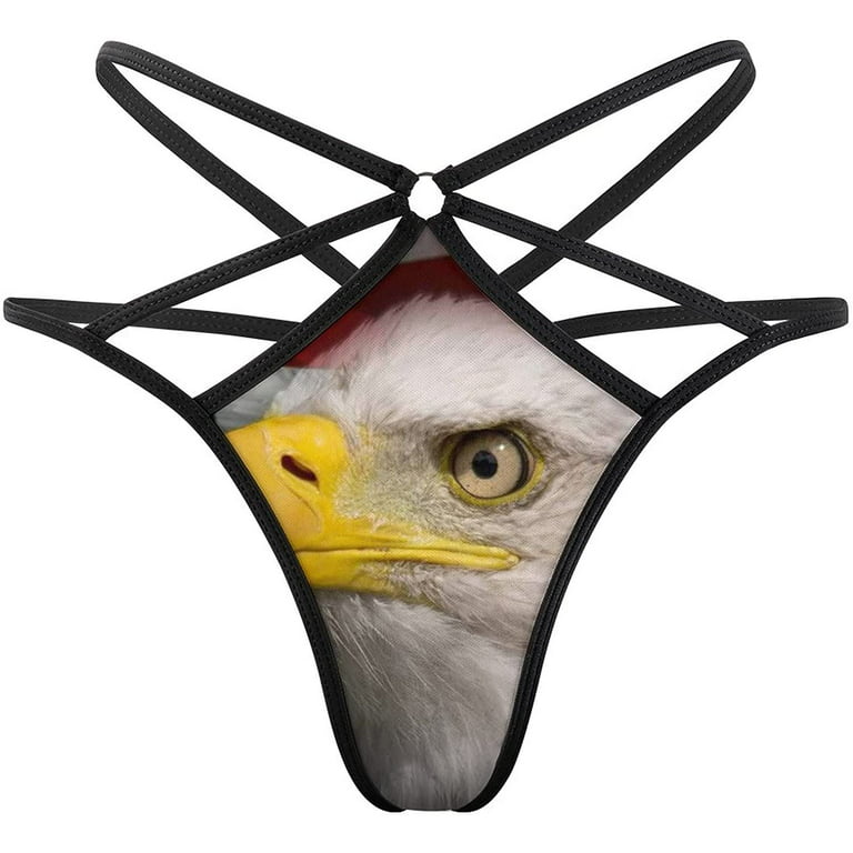 Bald Eagle USA Flag Women's G-Strings Sexy T-Back Thong Bikini