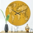 thumbnail image 2 of Designart 'Traditional Yellow Worldmap ' Modern Wood Wall Clock, 2 of 5