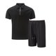 thumbnail image 5 of Conjunto de Pantalones Cortos para Hombre 2 Piezas Trajes de Color Sólido Medio Cremallera Camiseta Solapa, Traje de Pantalones Cortos de Ocio, 5 of 5