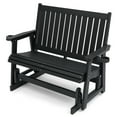 thumbnail image 5 of Innovaze Polywood HIPS Patio Glider with Cup Holders, High Backrest and Deep Contoured Seat, All-Weather Resistant for Outdoor Porch Garden,Heavy Duty 900 lbs (2-seater, Carbon Black), 5 of 11