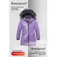thumbnail image 4 of Chrisuno Girl's Outdoor Long Winter Bubble Coat Parka Water Resistant Warm Puffer Jacket Outerwear Purple 6-7, 4 of 5